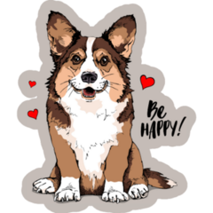 Corgi Be Happy Valentines Sticker