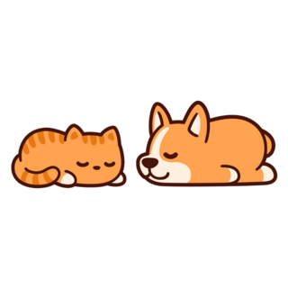 Corgi & Cat Kawaii Sticker
