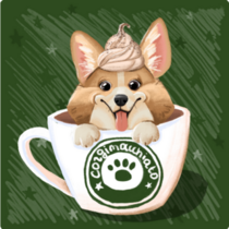 corgi Dog In A Cup Of Coffee Sticker