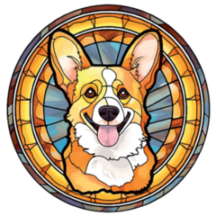 Corgi Dog Stained Glass Sticker
