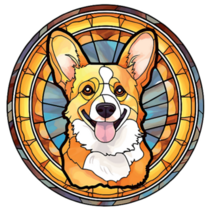 Corgi Dog Stained Glass Sticker