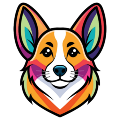 Corgi Head Rainbow Sticker