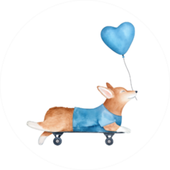 Corgi Puppy On Skateboard Sticker