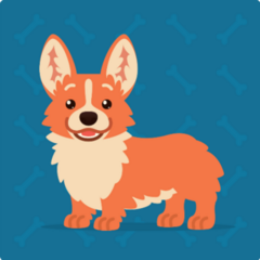 Corgi Standing And Smiling Blue Sticker
