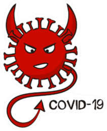 Coronavirus Icon In The Image Of A Angry Devil Sticker