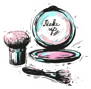 Cosmetics Make Up Brushes Sticker