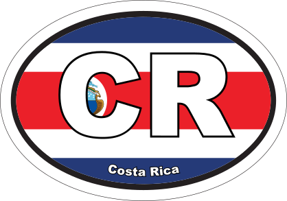 Costa Rica Cr Flag Oval Sticker