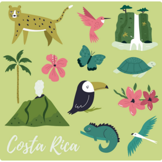 Costa Rica Icons Sticker Sheet