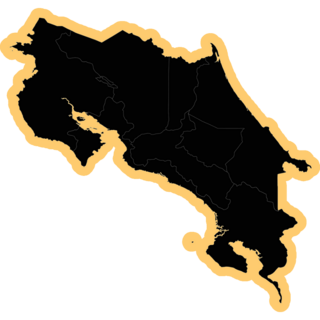 Costa Rica Map Yellow Sticker 