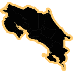 Costa Rica Map Yellow Sticker 