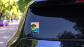 Cote D Azur France Travel Poster Retro Sticker on a Rear Car Window (New) example