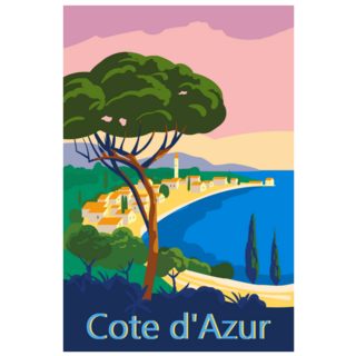 Cote D Azur France Travel Poster Retro Sticker