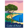 Cote D Azur France Travel Poster Retro Sticker