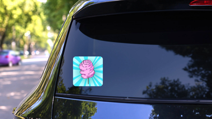 Cotton Candy Pop Art Sticker on a Rear Car Window (New) example
