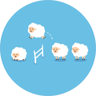 Counting Sheep To Fall Asleep On Blue Sticker