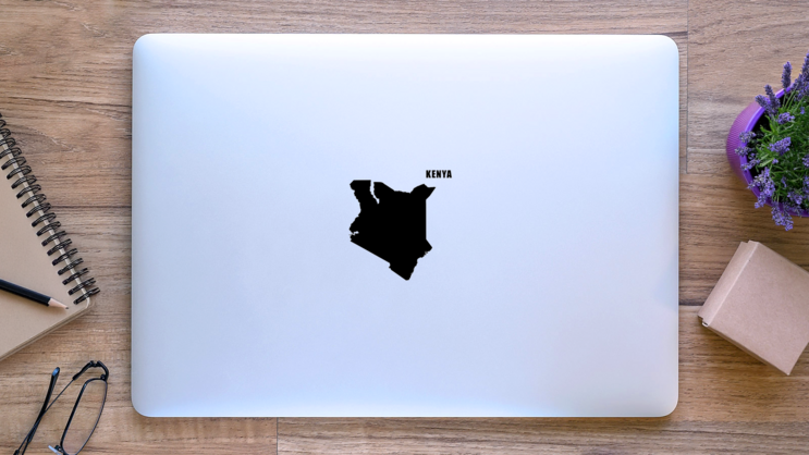 Country Map Of Kenya Sticker on a Laptop (New) example
