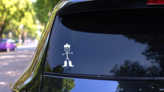 Country Western Dad Cowboy Family Sticker on a Rear Car Window (New) example