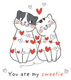 Couple Cat Love You Are My Sweetie Sticker