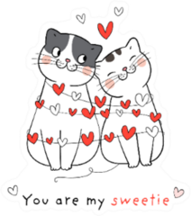 Couple Cat Love You Are My Sweetie Sticker