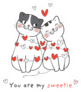 Couple Cat Love You Are My Sweetie Sticker