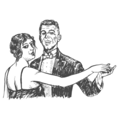 Couple Dancing Vintage 1920s Sketch Sticker