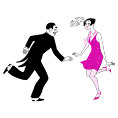 Couple Dressed In 1920s Costumes Sticker