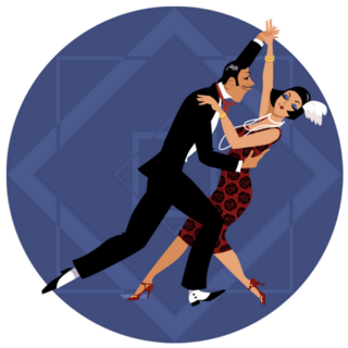 Couple Dressed In 1920s Fashion Dancing Sticker