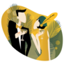 Couple Enjoying Cocktails 20th Century Sticker