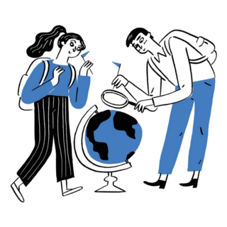 Couple Looking At Travel Destinations Sticker