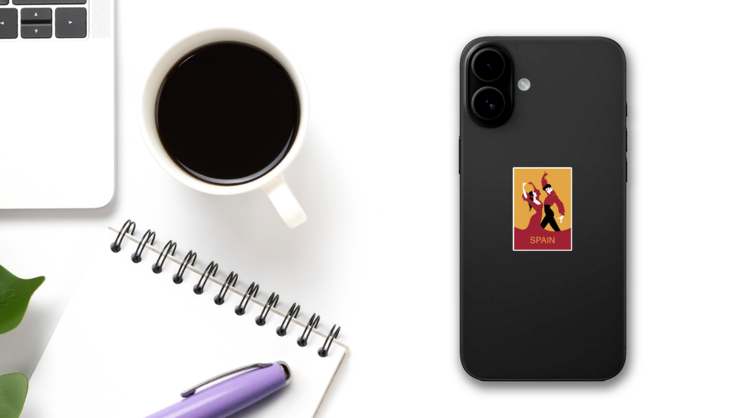 Couple Of Flamenco Dancers Of Spain Sticker on a Phone (New) example