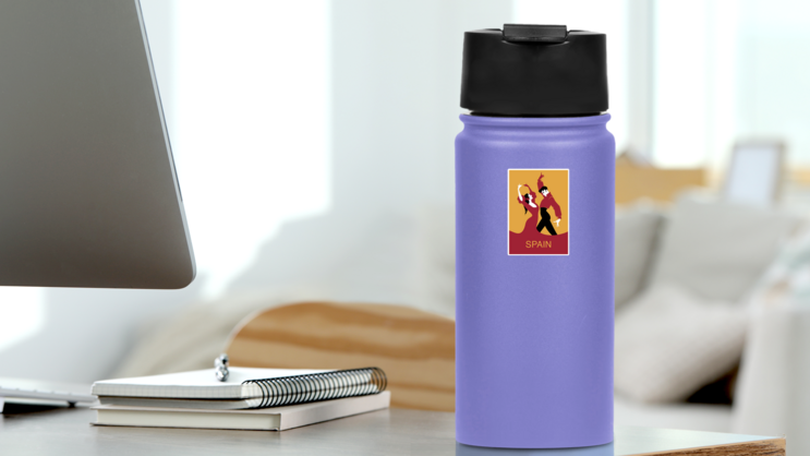 Couple Of Flamenco Dancers Of Spain Sticker on a Water Bottle (New) example
