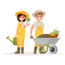 Couple Of Gardeners Illustration Sticker