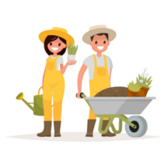 Couple Of Gardeners Illustration Sticker