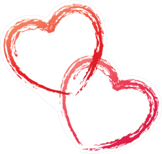 Couple Of Red Hearts Sketch Sticker