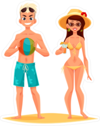 Couple On Holiday At The Beach Drinking Cocktails Sticker