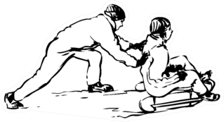 Couple On Sled - Hand Drawn Sticker