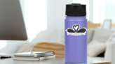 Couple Swans Silhouette Icon Romantic Illustration Sticker on a Water Bottle (New) example