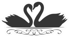 Couple Swans Silhouette Icon Romantic Illustration Sticker