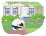 Courtyard Greening, Lawn Care Landscaping Sticker