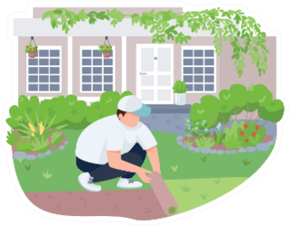 Courtyard Greening, Lawn Care Landscaping Sticker