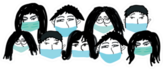 Covid-19 Medical Masks Group Of Cartoon People Sticker