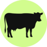 Cow Black Silhouette Illustration On Green Sticker