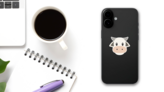 Cow Head Vector Emoji Flat Design Sticker on a Phone (New) example