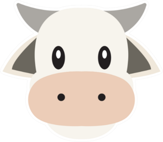 Cow Head Vector Emoji Flat Design Sticker