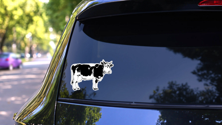 Cow Illustration Sticker on a Rear Car Window (New) example