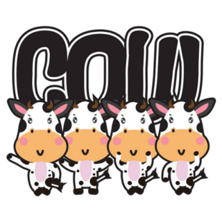 Cow Lettering Farm Illustration Sticker