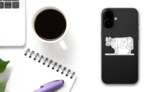 Cow One Line Drawing Sticker on a Phone (New) example