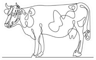 Cow One Line Drawing Sticker