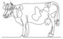 Cow One Line Drawing Sticker