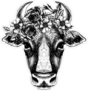 Cow Portrait With Floral Wreath Hand Drawn Sticker